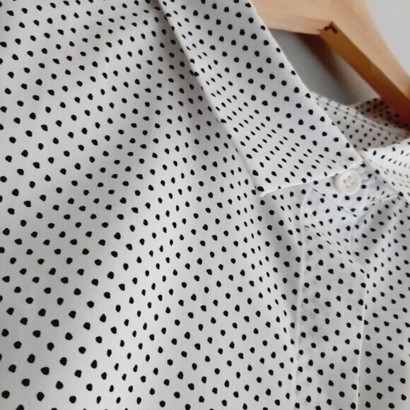 IN EVERY STORY Penningtons Utility Sleeve Button Down Shirt Polka Dot B&W Sz 1X - Picture 10 of 16